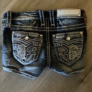 Rock Revival Dark Blue Distressed Jean Shorts